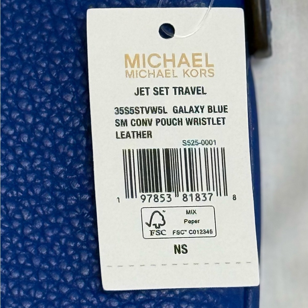Michael Kors Jet Set Galaxy Blue Pebbled Leather Wristlet, NWT - Picture 5 of 14